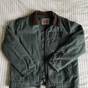 Levi's Olive Green Jacket with Brown Corduroy Collar
